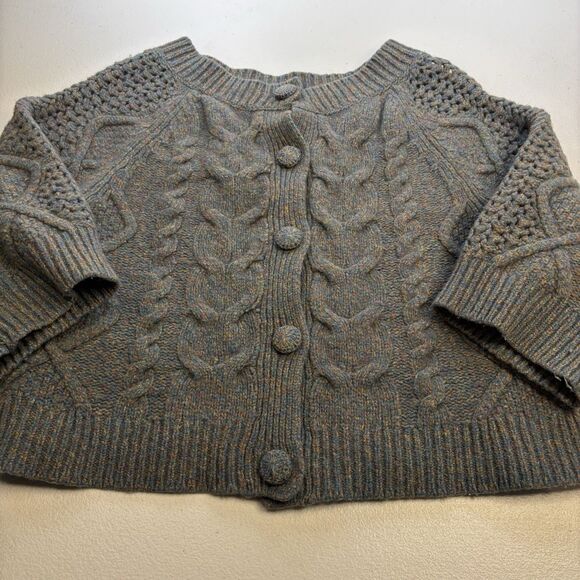 Anthropologie Far Away From Close Cardigan Women's  S Wool Blend Cable Knit Blue - Picture 3 of 15